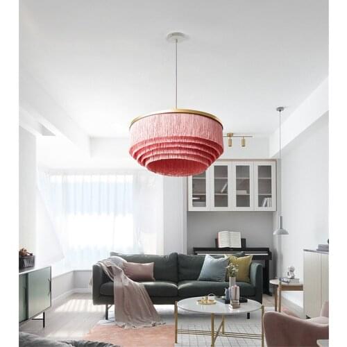Nordic Luxury Tassel Metal Multicolor Pendant Light Living Room Chandelier Decor Lighting Fixture LED Suspension Lamps PA0600