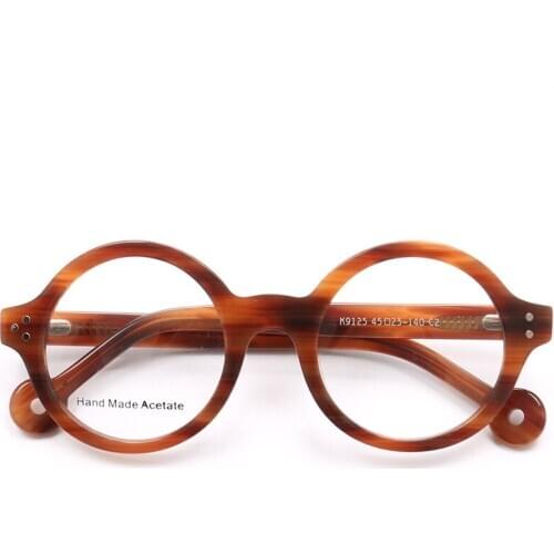 New Vintage Round Glasses Handmade Oversize Eyewear Frames Men Acetate Retro Eyeglasses Clear Lens Myopia Spectacles