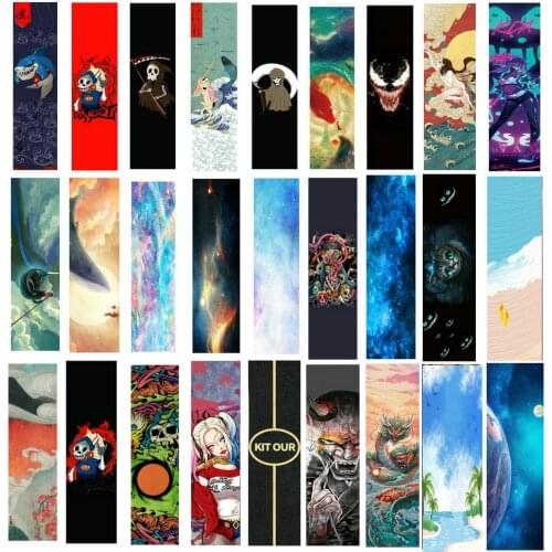 OS780 Professional Skateboard Sandpaper Double Warped Waterproof and Wear Resistant Personalized Pattern Sticker Animation Sandi