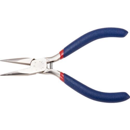 PandaHall Jewelry Pliers for DIY Making Craft Tools, 316 Stainless Steel Short Chain-Nose Pliers, MidnightBlue, 130x53mm