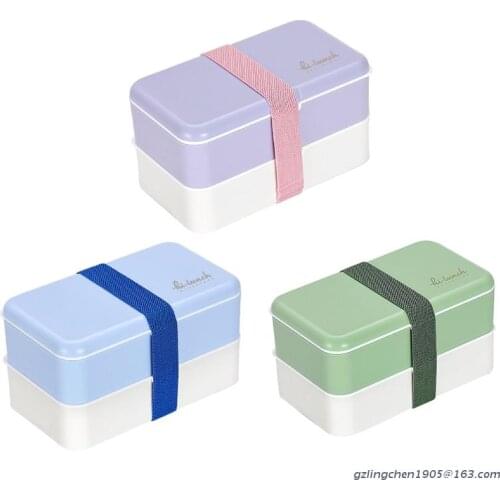 P8DE Japanese-style Double-layer Separated Bento Box Portable Microwave Lunch Box for Office Worker Children Adult Food Boxes