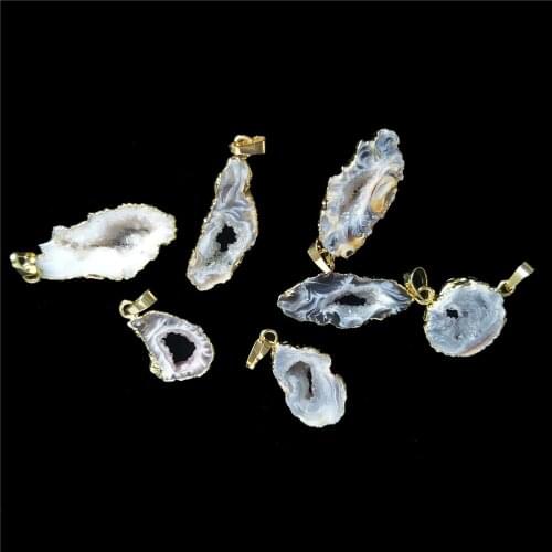 Natural Druzy Rock Crystal Pendant for Necklace Quartz Agate Geode Stone Gems