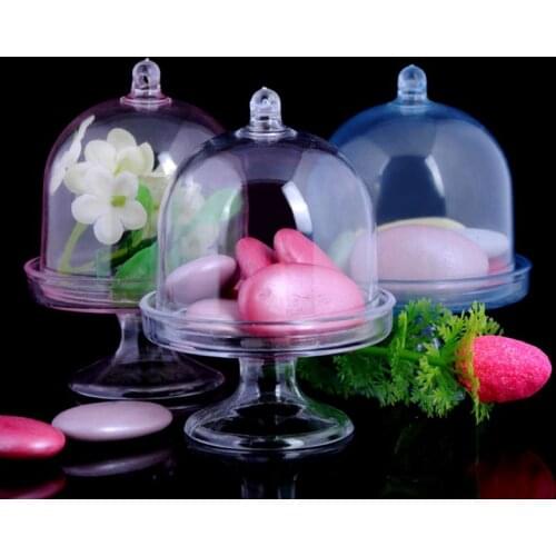 Transparent Plastic Candy Box Mini Cake Stand Cupcake Box Wedding Favor Party Baby Shower Birthday Decoration Gift for Kids
