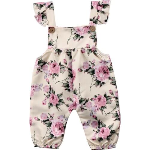 Pudcoco Newborn Infant Baby Girl Clothes Flower Strap Ruffles Romper Jumpsuit Outfit Baby Girl Summer Clothing