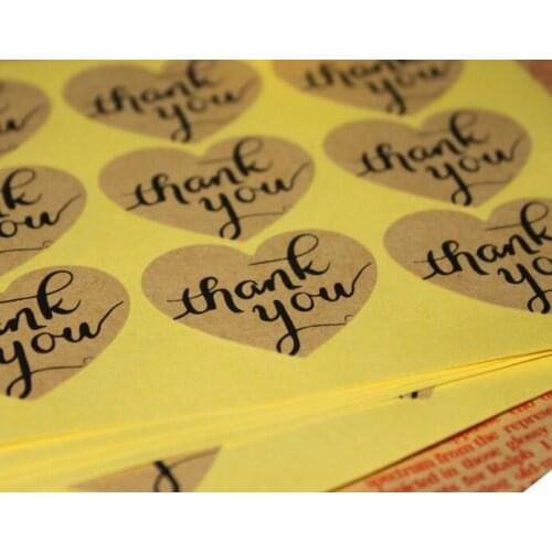 240pcs/lot 32*38mm Heart Shape Self-adhesive Stickers Kraft Label Sticker DIY Hand Made Gift /Cake Baking Sealing Sticker