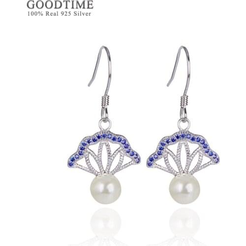 Elegant Pearl Earring For Women Pure 100% 925 Sterling Silver Jewelry Accessories Scalloped Earrings Gift For Party Decoration