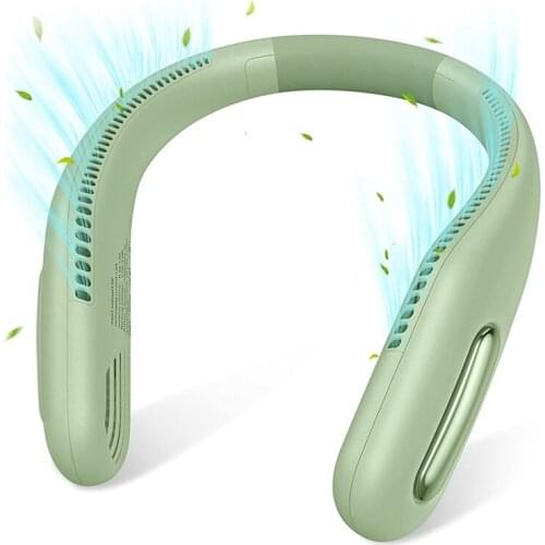 Neck Fan Hands Free Leafless Neckband Fan USB Rechargeable Battery Hanging Personal Fan for Outdoor Travel White