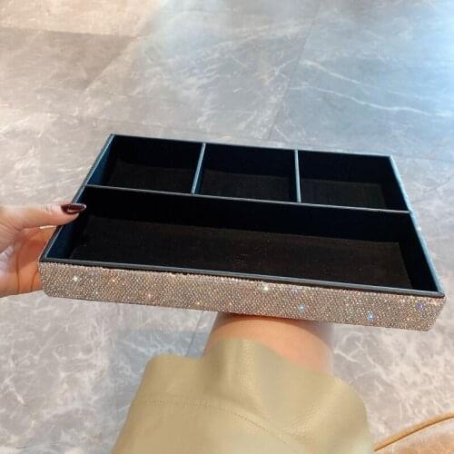 Diamond Inlaid Jewelry Box Household Desktop Organizer Large Capacity Bracelet Jewelry Storage Storage Display Stand Girls Gift