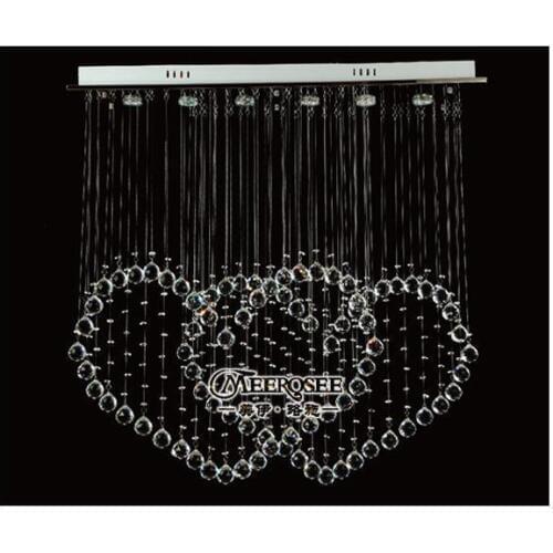 Modern Crystal Light Fixture Rectangle Crystal Ceiling Lamp lustres de cristal Love Curtain Lamp with 6 GU10 Lights included