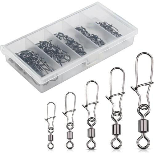 TIANNSII 100PCS Fishing Connector Swivels Interlock Pin Snap Rolling Swivel For Fishhook Lure Fishing Accessories