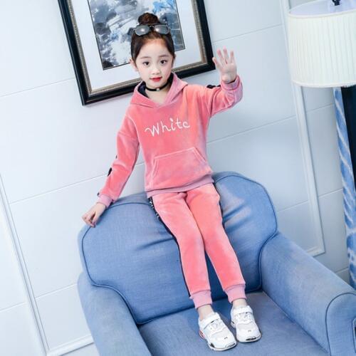 Spring Velvet Girl Childrens Clothing Set Fashion Tracksuit For Girls Boys Sports Suit Clothes Sets Girl 6 8 10 12 14 Years