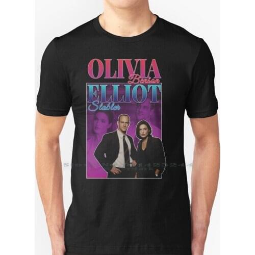 Olivia Benson & Elliot Stabler 90s Inspired Vintage Homage Condensed T Shirt 100% Pure Cotton Olivia Benson Elliot Stabler Law