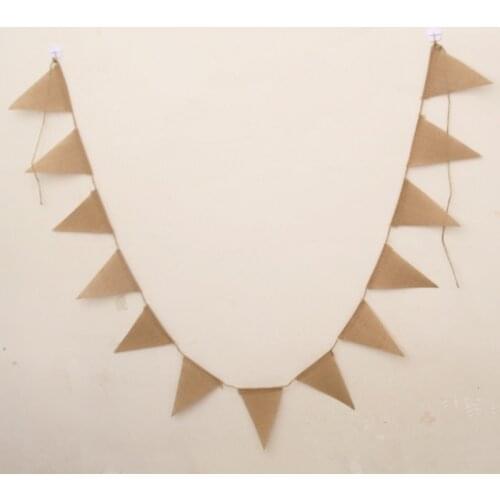 Natural Jute Linen Pennant Flags Festival Bunting Banners Party Hanging Wedding Hanging Banner Party Garland for Home Decor