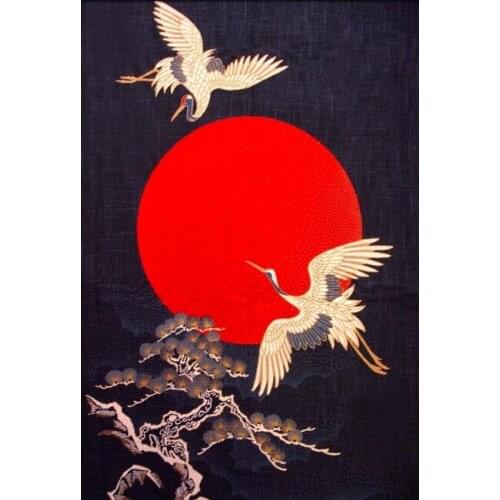 Japanese Crane Art Film Print Silk Poster Home Wall Decor 24x36inch