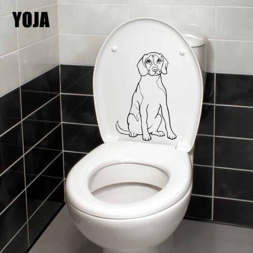 YOJA 16.1X23.6CM Funny Bedroom Home Decor Wall Stickers Toilet Decal Dog Puppy Pet Animal Cool Design T5-1632