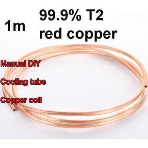 1m T2 Red Copper coil 2/3/4/5/6/8/10/12/14/16mm Copper tube Air Conditioning Copper Pipe Soft Tube 99.9% T2 Copper DIY Cooling