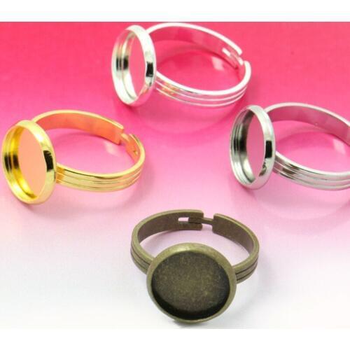 10pcs 2019 Fashion Popular 4 Colors Men Women Ring Cabochon Blank Base Fit 12mm 14mm Jewelry making Accessories Wholesale