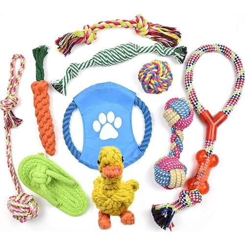 10 Pack Dog Chew Toys for Small Medium Dogs Heavy Dog Rope Toys Durable Duck Toys Interactive Rope Puppy Teething Cleaning Toys
