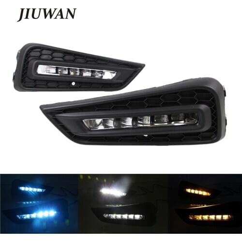 2 Pcs Car LED Day Running Turn Lamp With White Yellow Blue Color Signal Streamer Lights For Honda City 2015 2016 2017 2018 2019