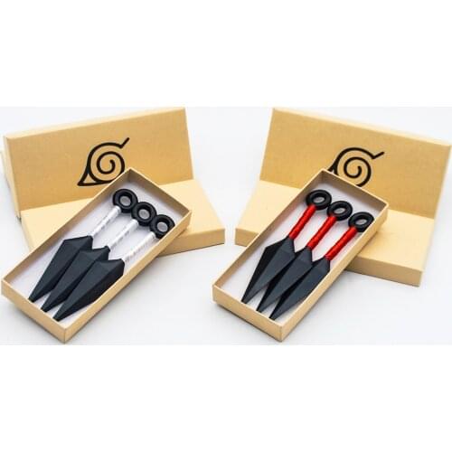 3Pcs/Set Anime Hokage Ninja Plastic 13cm Small Kunai Box Bulk Gift Box Kakashi Sasuke Cosplay Props Shuriken Toy Model Wholesale