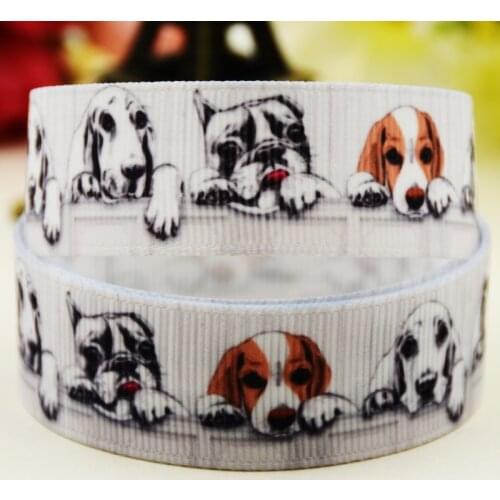 22mm 25mm 38mm 75mm Dog Cartoon printed Grosgrain Ribbon party decoration 10 Yards X-02984