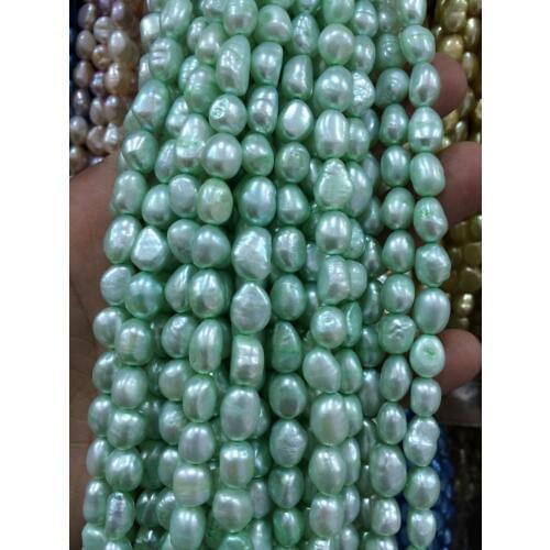8-9MM Light Blue Malachite Green freshwater pearl loose beads 14 " 5pc