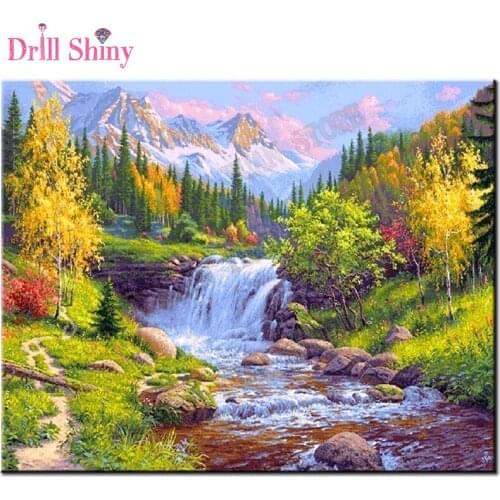 New Natural Landscape 5D DIY Diamond Embroidery Waterfall Diamond Painting Full Square Mosaic Pattern Rhinestone Kit wall arts