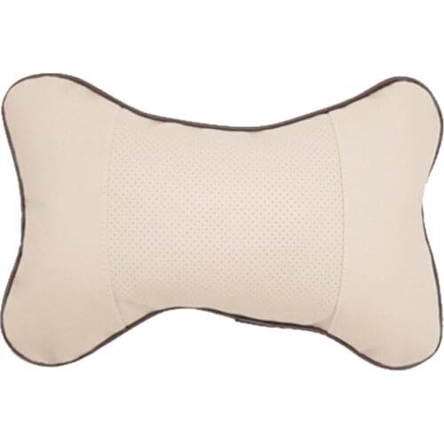 Car Home Comfortable Dual-Use Denny Leather Headrest Car Interior Bone Neck Pillow Car Seat Breathable Massage Pillow
