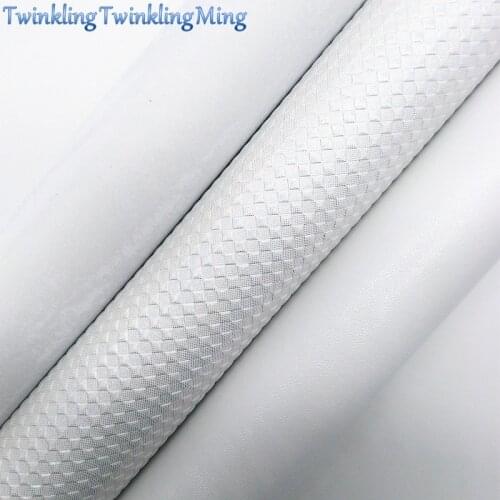 WHITE Faux Leather, Faux Leather Fabric, Weaving Synthetic Leather Fabric Sheets For Bow A4 21x29CM Twinkling Ming XM553