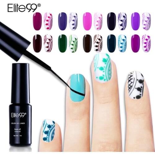 Elite99 Color Gel Liner 7ml Nail Gel Polish Painting Manicure Soak Off DIY Smooth Liner Drawing Gel UV LED Cure 30 Colors