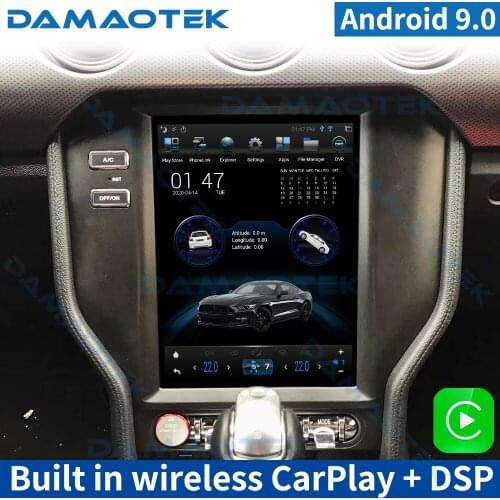 DamaoTek 12.1 inch Android 9.0 car multimedia player For Ford Mustang 2015-2018 Android navigation system tesla style vertical