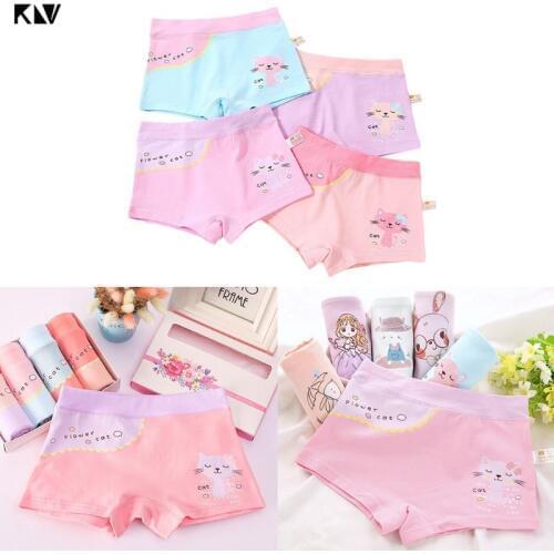 Kids Girls Cotton Boxer Briefs Cute Cartoon Meow Cat Printed Toddler Underwear Panties Boyshorts Underpants Knickers 2-12 Years