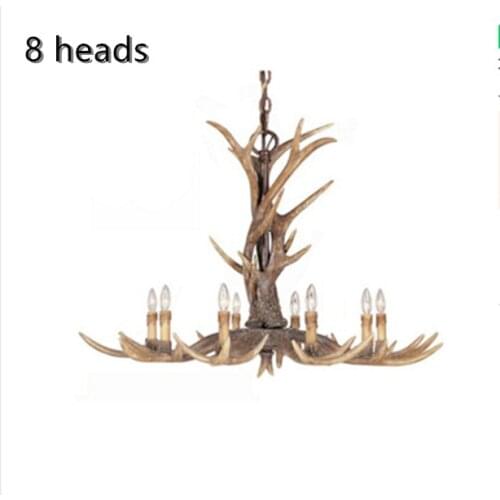 Europe 8 Arms Candle Resin Antler Chandelier American Retro Deer Horn Chandeliers Home Decor Lamp Fixture E14 110-240V