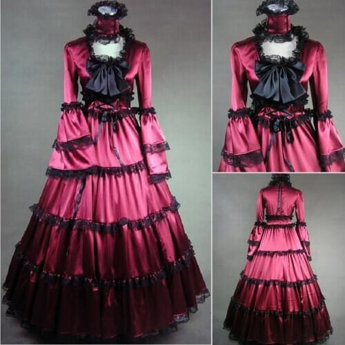 GT011) New Arrival Women Half Sleeveless Gothic Victorian Lolita Prom Dress Ball Gown Fancy Dress Halloween Party Costume