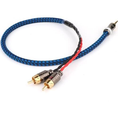 Hifi Canare 3.5mm Gold Plated Male Plug to 2 RCA Gold Plated Connector Audio Cable PC Mobilephone Amplifier Interconnect