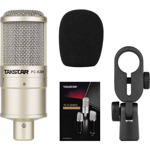 TAKSTAR PC-K200 Cardioid-directional Condenser Recording Microphone Metal Structure Wide Frequency Response with Shock Mount