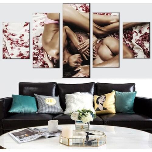 Canvas Painting 5 Piece Erotic Wall Art for Living Room Couple Pictures Prints on Canvas Artwork Home Decor for Bedroom