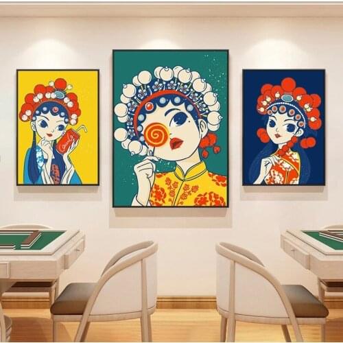 Cartoon Funny Peking Opera Character Canvas Painting Poster Prints Wall Art Mural Picture Bedroom Living Room Home Decor Cuadros