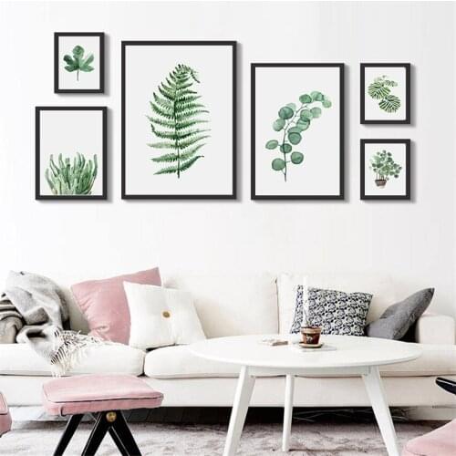 Cactus Decoration Watercolor Green Plants Leaf Posters and Prints Wall Art Canvas Painting Living Room Home Decoration Painting