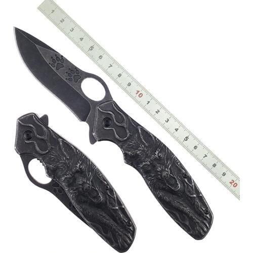 Stainless Steel 3D Forged Wolf handle Tactical folding Knife Cold finish Steel Sharp Blade Rescue Survival Outdoor EDC Tool