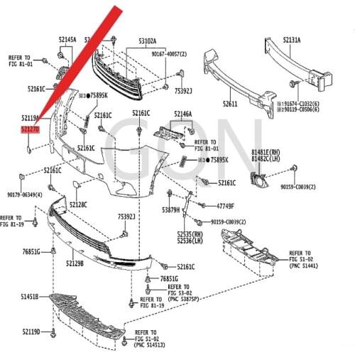Front bumper right hole cover 2015-Toy ota HIG HLA ND ER Trim trim fixing bracket Snap stabilizer Front bumper fog lamp frame