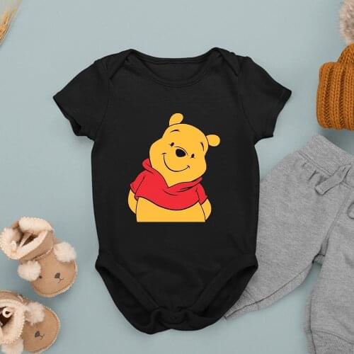 Summer Pooh Bear Tops Winnie the Pooh Print Infant Bodysuits Punk Pop Harajuku Baby Girl Boy Toddler Romper