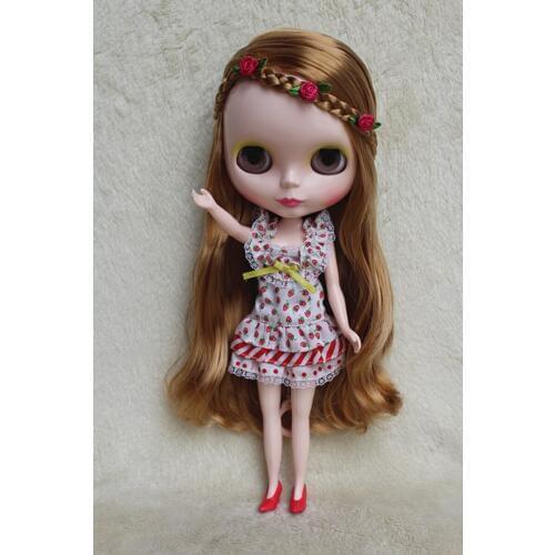 Blygirl Light brown small curly hair doll Blyth doll 700BL1383 ordinary body 7 joints DIY doll for their makeup