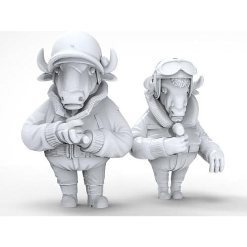 1:35 Scale Die-cast Resin War Scene Model Resin Static 2 People White Model 3360