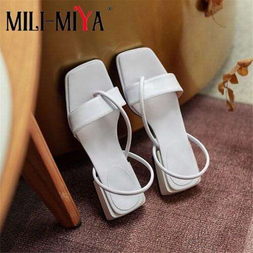 MILI-MIYA Stylish Roman Sandals Women New Summer Cozy Low Square Toe Thick Heel Versatile Dress Daily Life Pinch Flip Flop Shoes