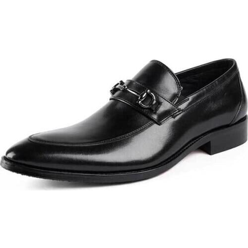 New pointed toe mens shoes genuine leather high-top slip on formal wedding shoes business shoes