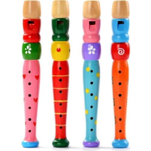 Musical Instrument Toy Baby Kid Colorful Wooden Trumpet Buglet Developmental Music Educational Children Toy Gift Random Color