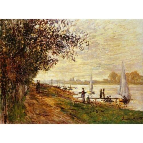Needlework,Scenery Monet Oil Painting Sailboat Handmade 14CT Counted Canvas DIY,Cross-stitch kits,Embroidery Art Home Decor