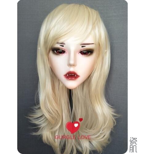 NEW-54) Handmade Female Male Resin Crossdress Pretty Girl BJD Masks Halloween Party Vampire Cosplay Mask