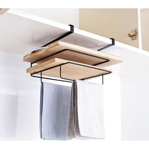 Kitchen Cupboard Cabinet Chopping Board Towels Iron Storage Rack Shelf Organizer